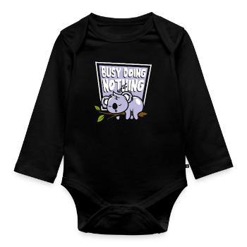Busy Doing Nothing Koalabear Eucalyptus Lover - Organic Longsleeve Baby Bodysuit - black - Front