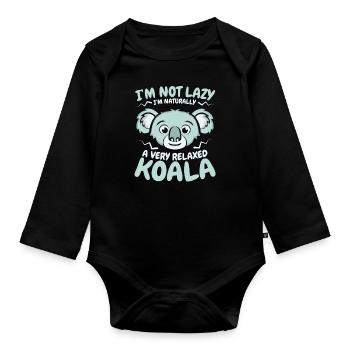 A Very Relaxed Koala Koalabear Phascolarctos - Organic Longsleeve Baby Bodysuit - black - Front
