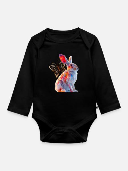 Hasen - Baby Bio-Langarm-Body - Schwarz