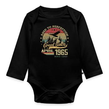 59 years old Aged to Perfection born in April 1965 - Organic Longsleeve Baby Bodysuit - black - Front