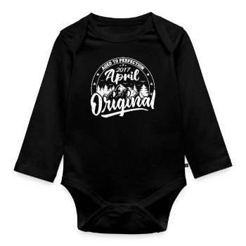 April 2017 Birthday Gift April 2017 Vintage - Organic Longsleeve Baby Bodysuit - black - Front