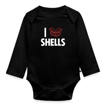 Ich liebe Shells Shell Bag Hunter Seashell - Baby Bio-Langarm-Body - Schwarz - Vorne