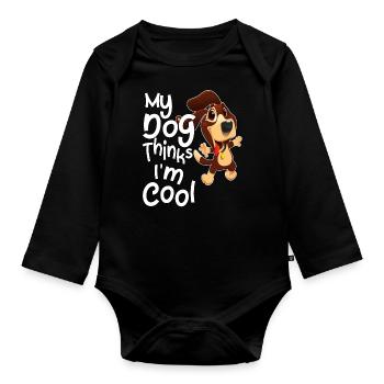 Mon chien pense que je suis cool - Body Bébé bio manches longues - noir - Devant