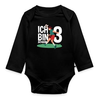 3rd Birthday 3 Years Soccer Soccer Player - Organic Longsleeve Baby Bodysuit - black - Front