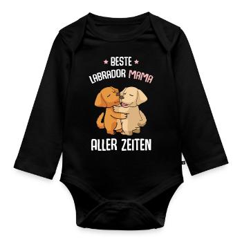 Beste Labrador Mama - Baby Bio-Langarm-Body - Schwarz - Vorne