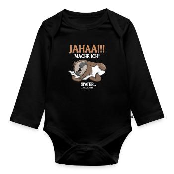 Maybe I'll do it later - Organic Longsleeve Baby Bodysuit - black - Front