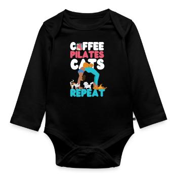 Instructeur de Pilates Professeur Café - Body Bébé bio manches longues - noir - Devant