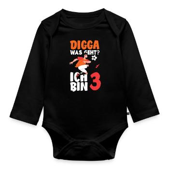 3rd Birthday 3 Years Soccer Soccer Player - Organic Longsleeve Baby Bodysuit - black - Front