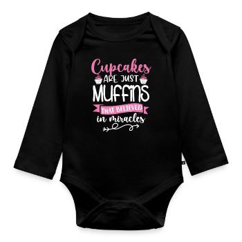 Cupcake Muffin Backen Geschenk - Baby Bio-Langarm-Body - Schwarz - Vorne