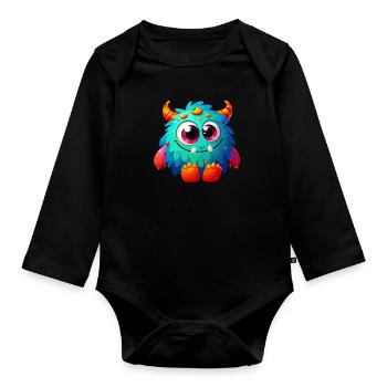 Designs For Kids – Märchenhafte Monster - Baby Bio-Langarm-Body - Schwarz - Vorne
