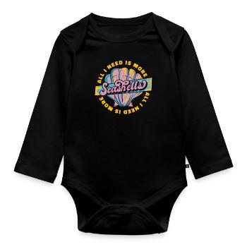 Alles, was ich brauche, sind mehr Muscheln Bivalvia Muschel - Baby Bio-Langarm-Body - Schwarz - Vorne