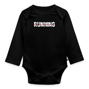 Runner Jogger Runner Running ECG Heartbeat - Body Bébé bio manches longues - noir - Devant