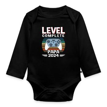 Level Complete Dad 2024 - Organic Longsleeve Baby Bodysuit - black - Front