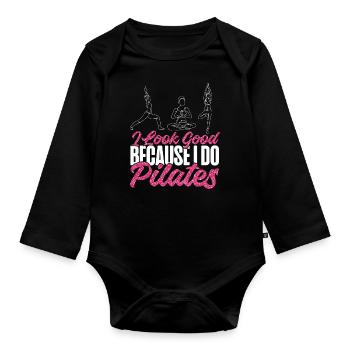 Pilates Instructor Teacher I Look - Baby Bio-Langarm-Body - Schwarz - Vorne
