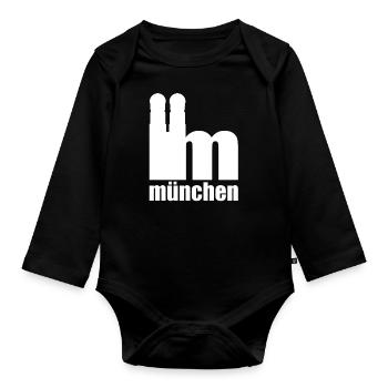 Servus - Gruß aus München - Frauenkirche - Baby Bio-Langarm-Body - Schwarz - Vorne