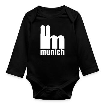 Servus - Greetings from Munich - Frauenkirche - Organic Longsleeve Baby Bodysuit - black - Front