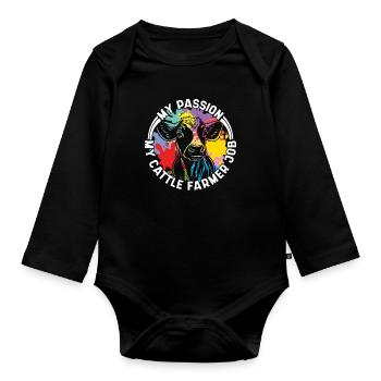 Cattle Farmer My Passion My Cattle Dairy Farmer - Baby Bio-Langarm-Body - Schwarz - Vorne