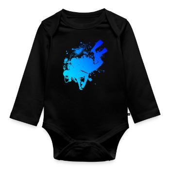Free Dive Women's Men's Diving Diving Scuba Diving - Organic Longsleeve Baby Bodysuit - black - Front