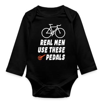 Real Men Use These Pedals - Baby Bio-Langarm-Body - Schwarz - Vorne