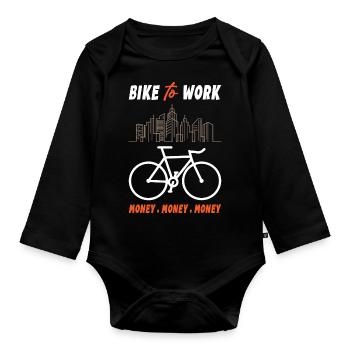 Bike to Work Money Money Money - Baby Bio-Langarm-Body - Schwarz - Vorne
