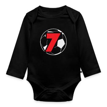 7. Geburtstag 7 Jahre Fußball Fußballspieler - Baby Bio-Langarm-Body - Schwarz - Vorne