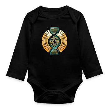 Frisbee Its In My Dna - Baby Bio-Langarm-Body - Schwarz - Vorne