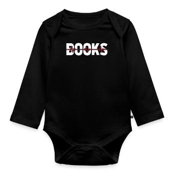 Bookworm Bookworm Ekg Heartbeat - Organic Longsleeve Baby Bodysuit - black - Front