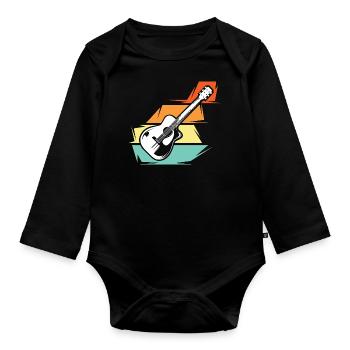 retro guitar musician guitar love icon vintage - Organic Longsleeve Baby Bodysuit - black - Front