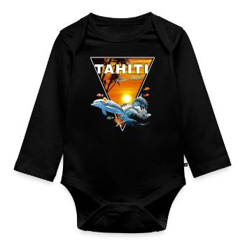 Tahiti Französisch-Polynesien Delfin - Baby Bio-Langarm-Body - Schwarz - Vorne