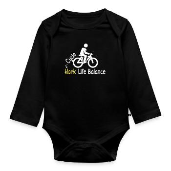 Adoptez le cyclisme Équilibre entre vie professionnelle et vie privée - Body Bébé bio manches longues - noir - Devant