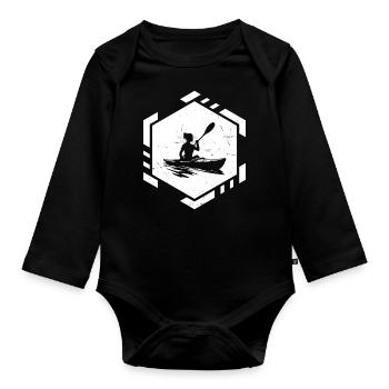 Damen Kajakfahren Herren Kayak Kanu Kajak - Baby Bio-Langarm-Body - Schwarz - Vorne