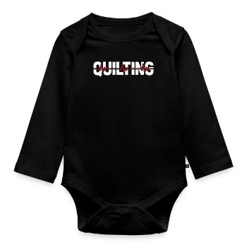 Quilting Ekg Heartbeat - Baby Bio-Langarm-Body - Schwarz - Vorne