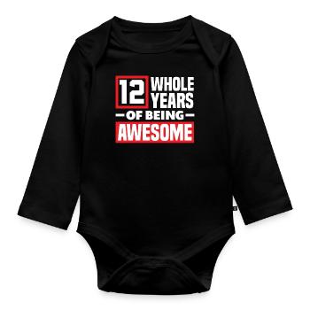 Fête d’anniversaire pour enfants du 12e anniversaire - Body Bébé bio manches longues - noir - Devant