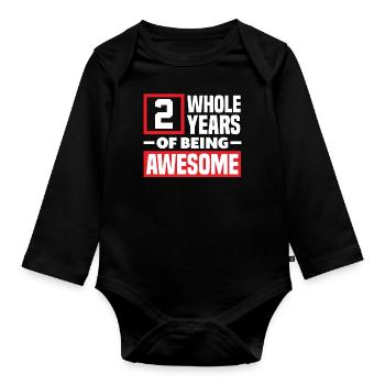 Fête d’anniversaire pour enfants du 2e anniversaire - Body Bébé bio manches longues - noir - Devant