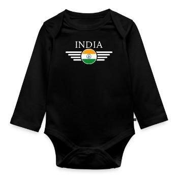 Indien Farbenpracht T-Shirt - Baby Bio-Langarm-Body - Schwarz - Vorne
