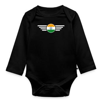Indien Farbenpracht T-Shirt - Baby Bio-Langarm-Body - Schwarz - Vorne
