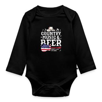 Cadeau de musique country country music - Body Bébé bio manches longues - noir - Devant