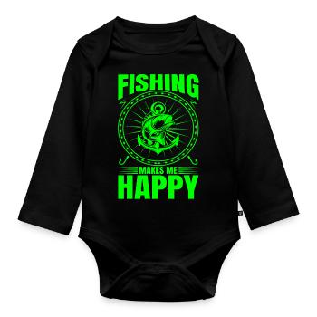fisch, fisch, angeln, see, meer, angeln, fauna, exotisch - Baby Bio-Langarm-Body - Schwarz - Vorne