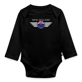 T-shirt design de style néo-zélandais - Body Bébé bio manches longues - noir - Devant