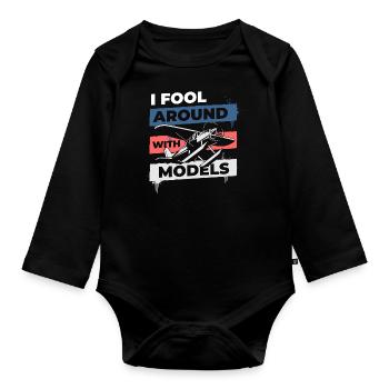Model Builder Flying Aerobatics - Organic Longsleeve Baby Bodysuit - black - Front