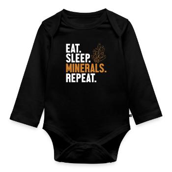 Eat Sleep Minerals Repeat Geologist Mineral - Baby Bio-Langarm-Body - Schwarz - Vorne