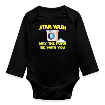 Star Wash - may the foam be with you - Baby Bio-Langarm-Body - Schwarz - Vorne