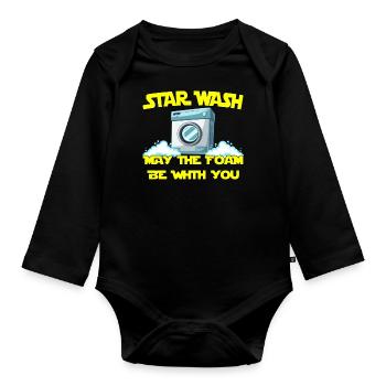 Star Wash - may the foam be with you - Baby Bio-Langarm-Body - Schwarz - Vorne