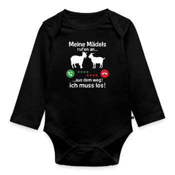 Meine Mädels rufen an aus dem weg ich muss los - Baby Bio-Langarm-Body - Schwarz - Vorne
