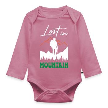 Lost in Mountain Hiking - Organic Longsleeve Baby Bodysuit - mauve - Front
