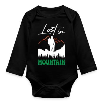 Perdu dans la randonnée en montagne - Body Bébé bio manches longues - noir - Devant