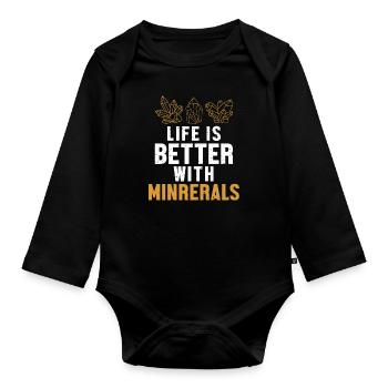 La vie est plus belle avec Minerals Géologue Minéral - Body Bébé bio manches longues - noir - Devant