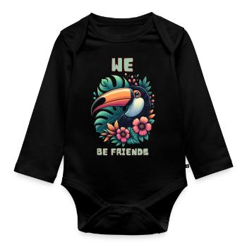 We Two Can Be Friends - Organic Longsleeve Baby Bodysuit - black - Front