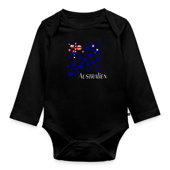 Australien Down Under - Baby Bio-Langarm-Body - Schwarz - Vorne