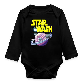 Star Wash - may the foam be with you - Baby Bio-Langarm-Body - Schwarz - Vorne